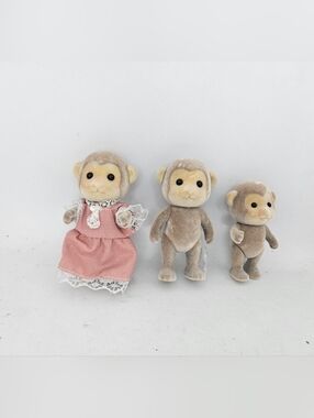 Calico Critters Sylvanian Families Monkey Family of 3 Used Condition Toys .